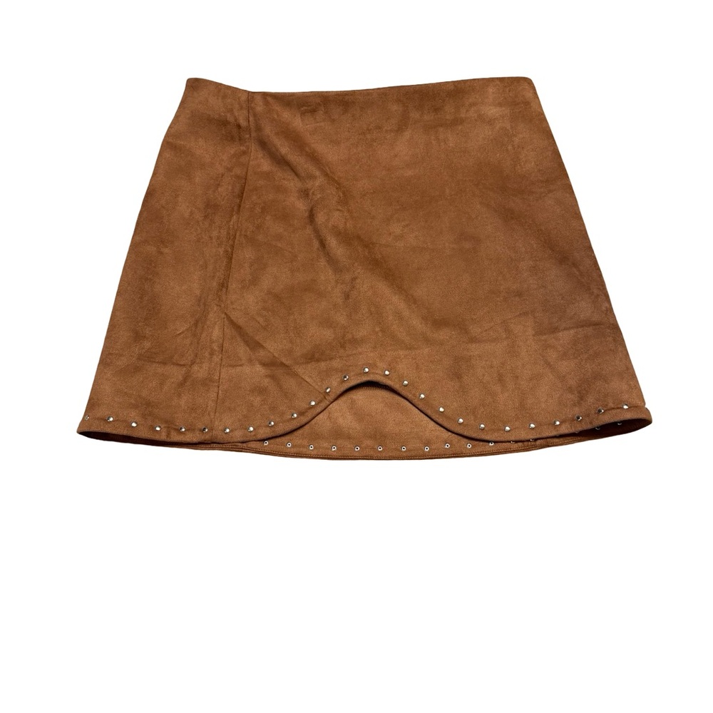🤎 Hyfve Faux Suede Studded Mini Skirt Size‎ Medium 🤎